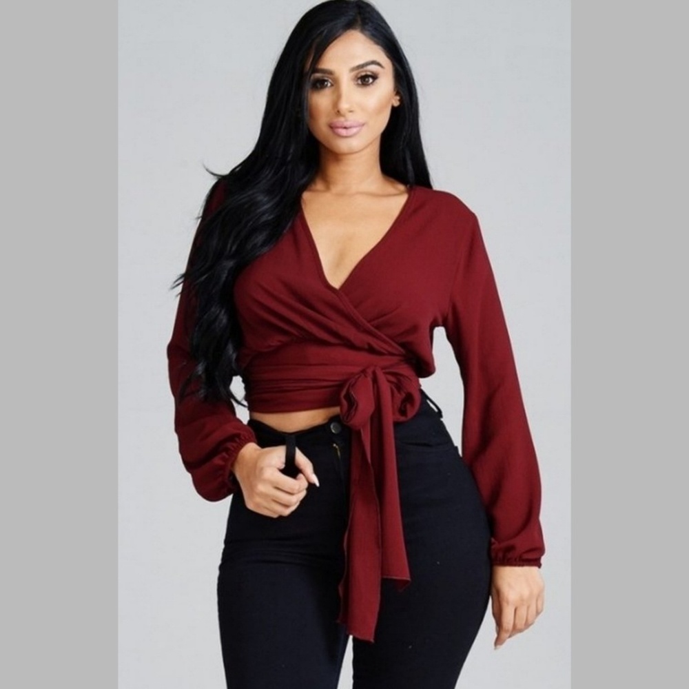 Sexy royal red wrap top